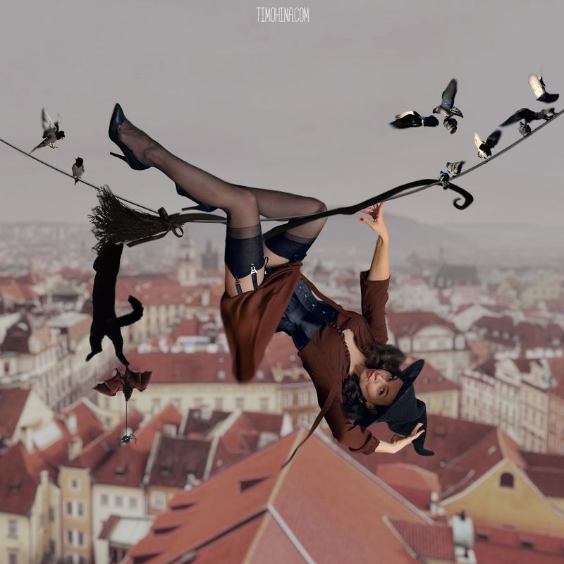 фотоманипуляция, фотоарт, pin-up, девушка, ведьма Серия: Приключения ведьмы фото превью