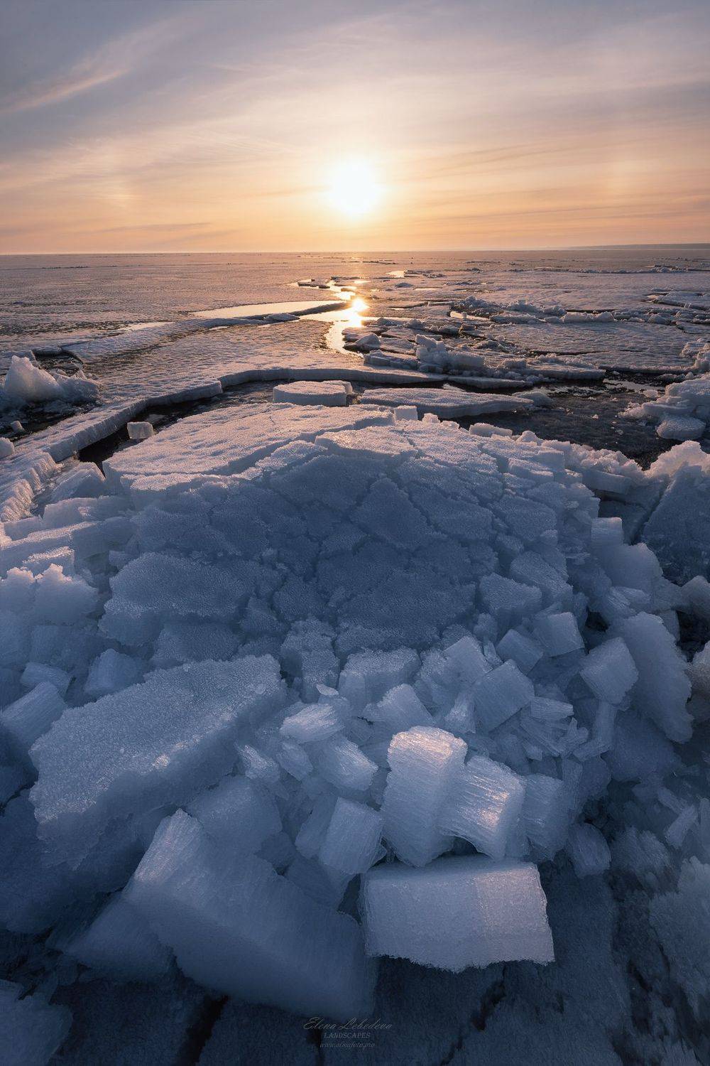 закат, весна, север, финский_залив, лед, торос, пляж, пейзаж, природа, Елена Лебедева