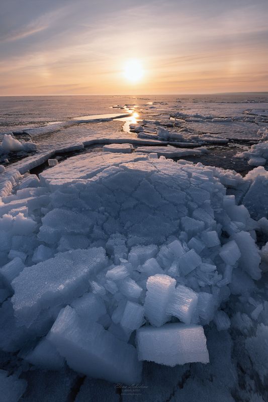 закат, весна, север, финский_залив, лед, торос, пляж, пейзаж, природа Знаки весны фото превью