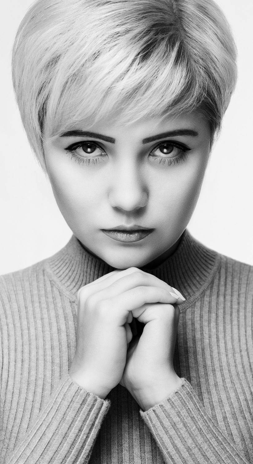 девушка, студия, ч/б, портрет, крупный план, Ренц Геннадий