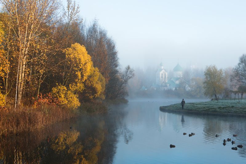 пулковский парк, санкт-петербург, храм Туманное утро фото превью