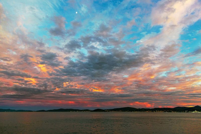закат, солнце, лето, пейзаж, море, вода Морской закат фото превью