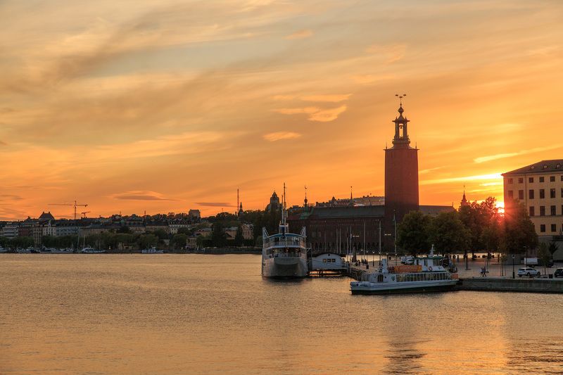 стокгольм, закат, город, вода Стокгольм фото превью