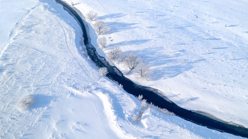 Зимняя река фото превью