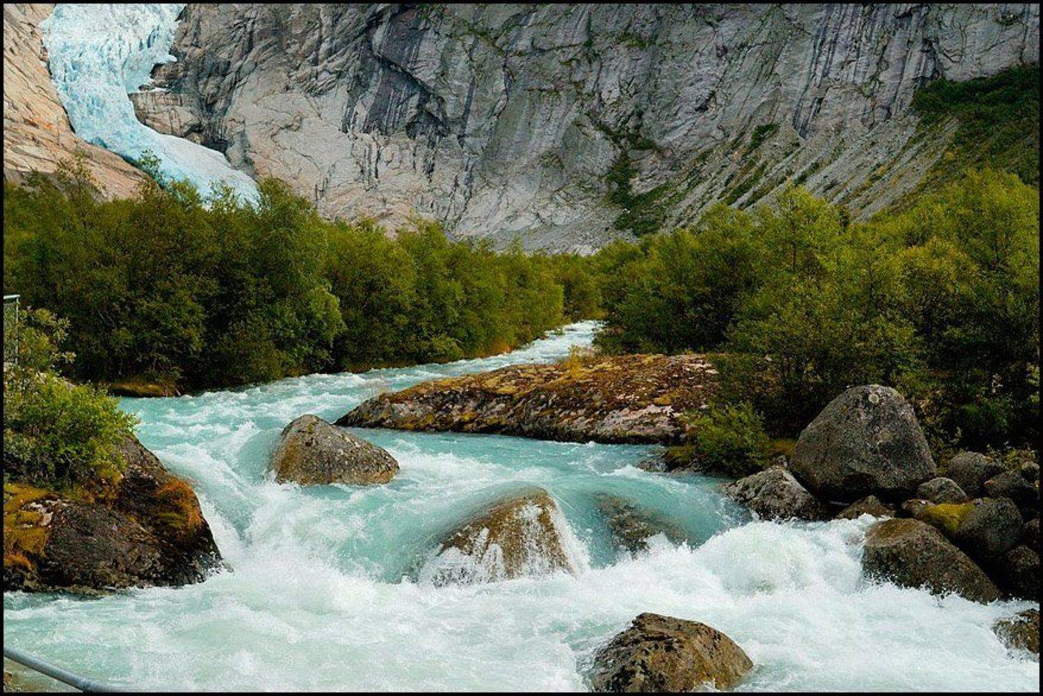 norway, ледник, вода, камни, река, Капустин Николай