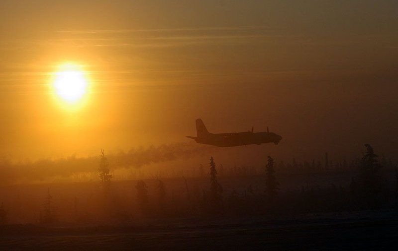 самолёт,мороз,вечер Взлёт фото превью