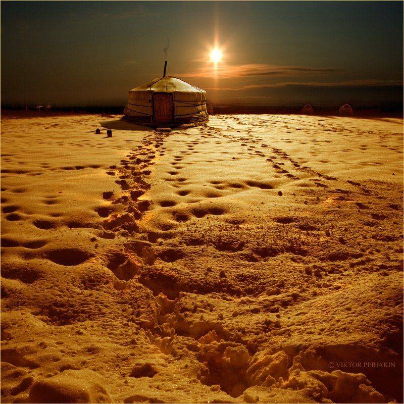 юрта, тундра, снег, солнце, Виктор Перякин