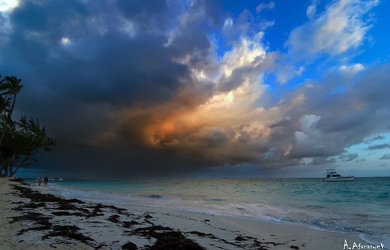 dominicana,атлантика,море,шторм,дождь встреча стихий фото превью