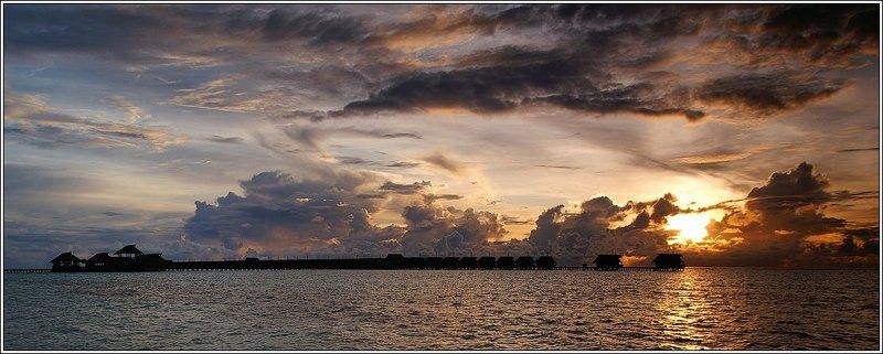 мальдивы, рассвет, океан Райский уголок фото превью