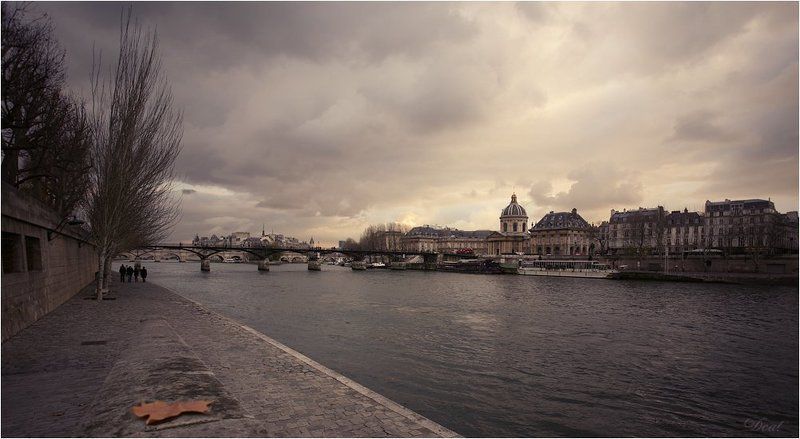 франция, париж, набережная, последний, осенний, лист, день, перед дождем, облака, прогулка, мост, сена L\'automne a Paris фото превью
