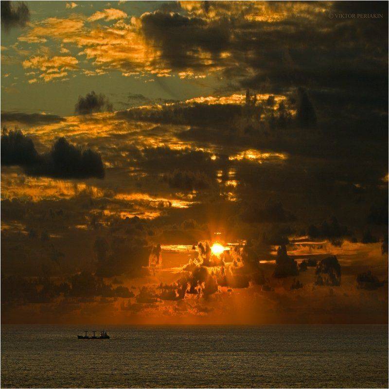 кипр, море, корабль, закат, Виктор Перякин