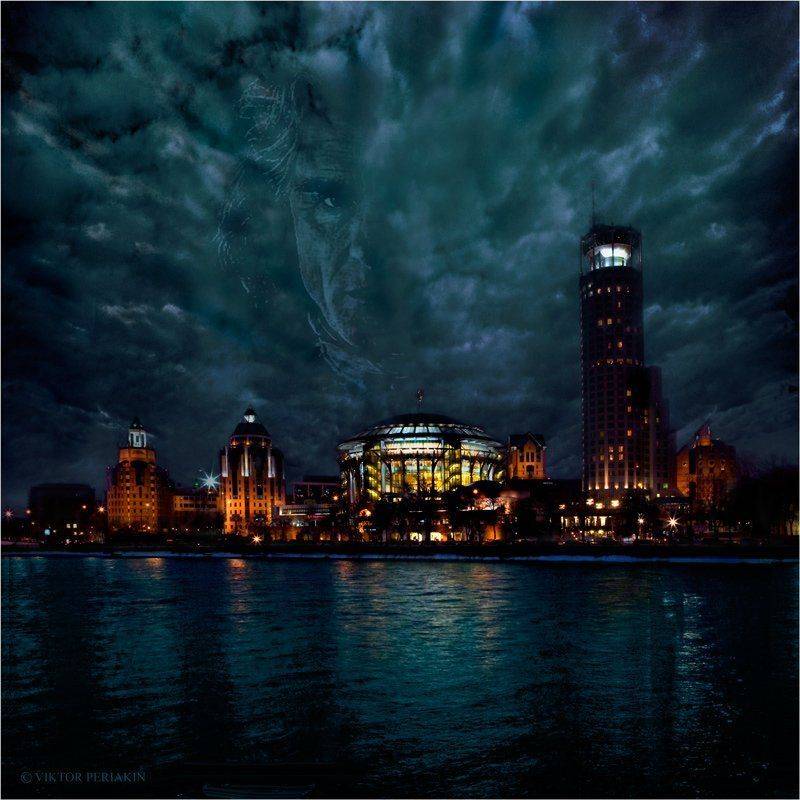 дом, музыки, бетховен, река, небо, музыка, Виктор Перякин