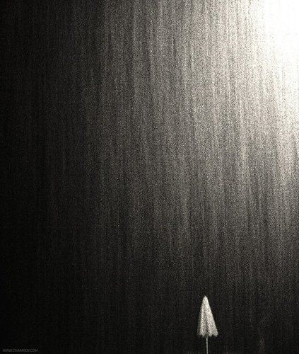 Night rain on the beach