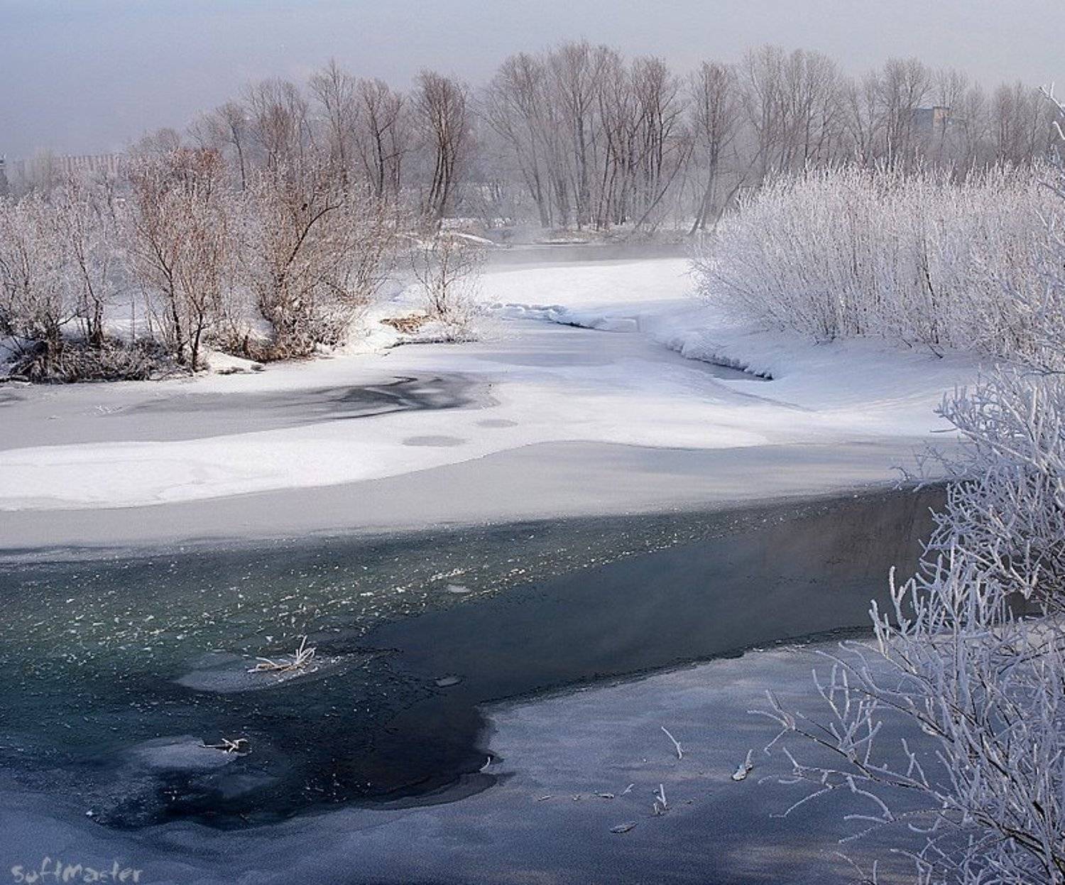 ульба,март,лед,иней,туман, Александр