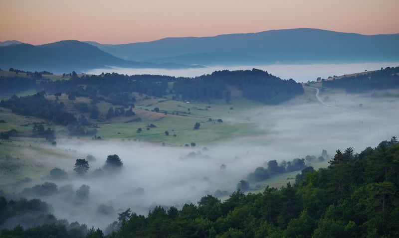 A misty summer morning фото превью