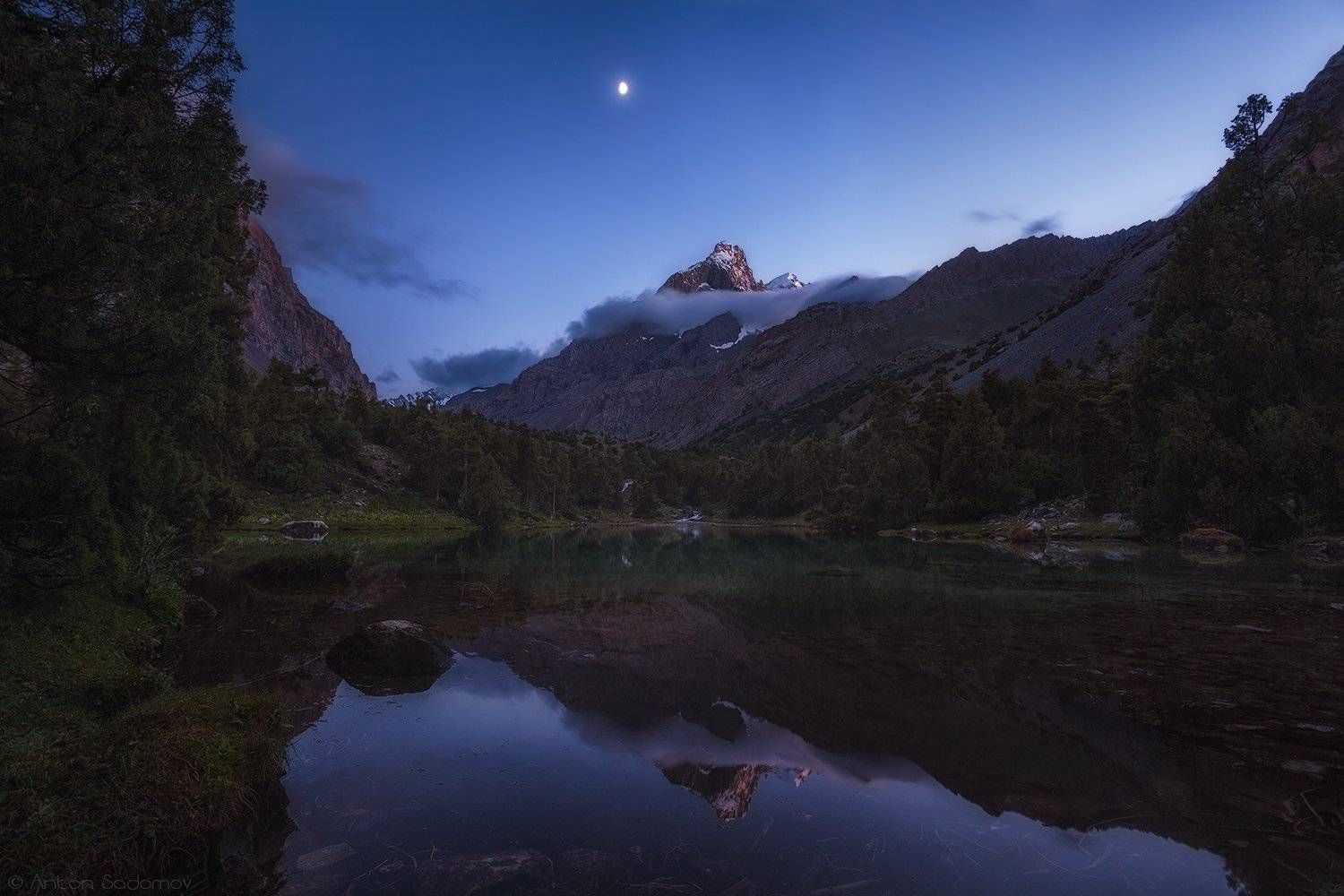 таджикистан, озеро, алаудины, вечер, ночь, сумерки, Антон Садомов