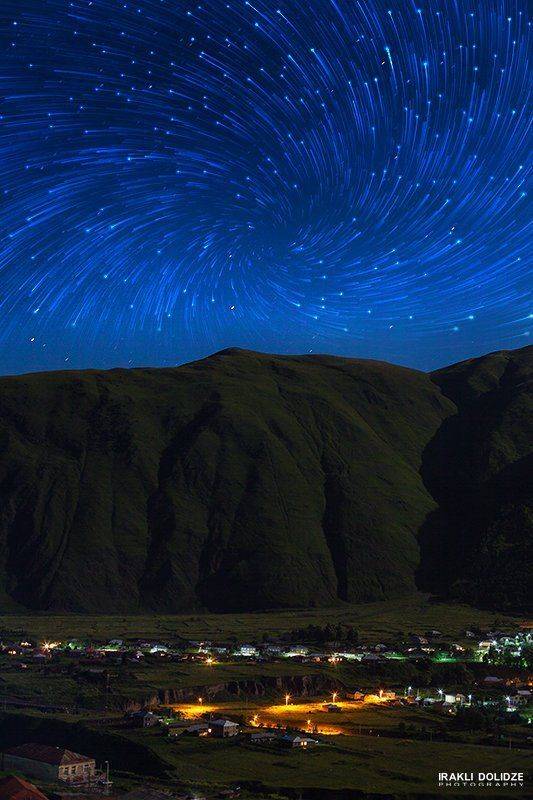 Lights, Mountain, Night, Stars, Startrail, ირაკლი დოლიძე