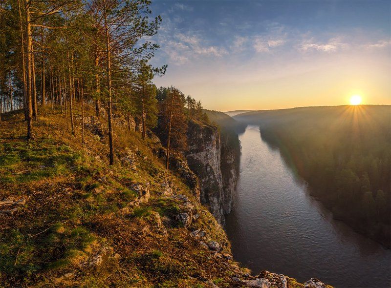 Берег, Восход, Лето, Пейзаж, Природа, Путешествие, Рассвет, Река, Туризм, Южный урал Ай фото превью