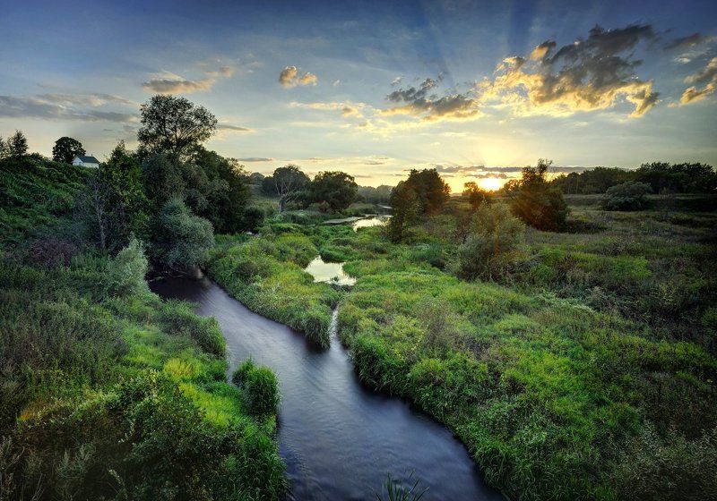Закат на реке Коломенка фото превью