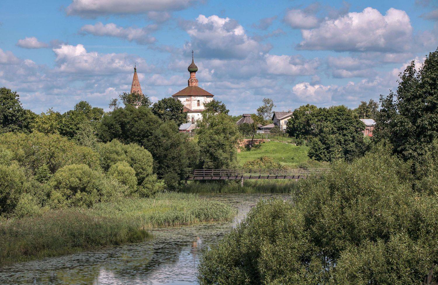 отражение, река ,мост облака, Татьяна Попова