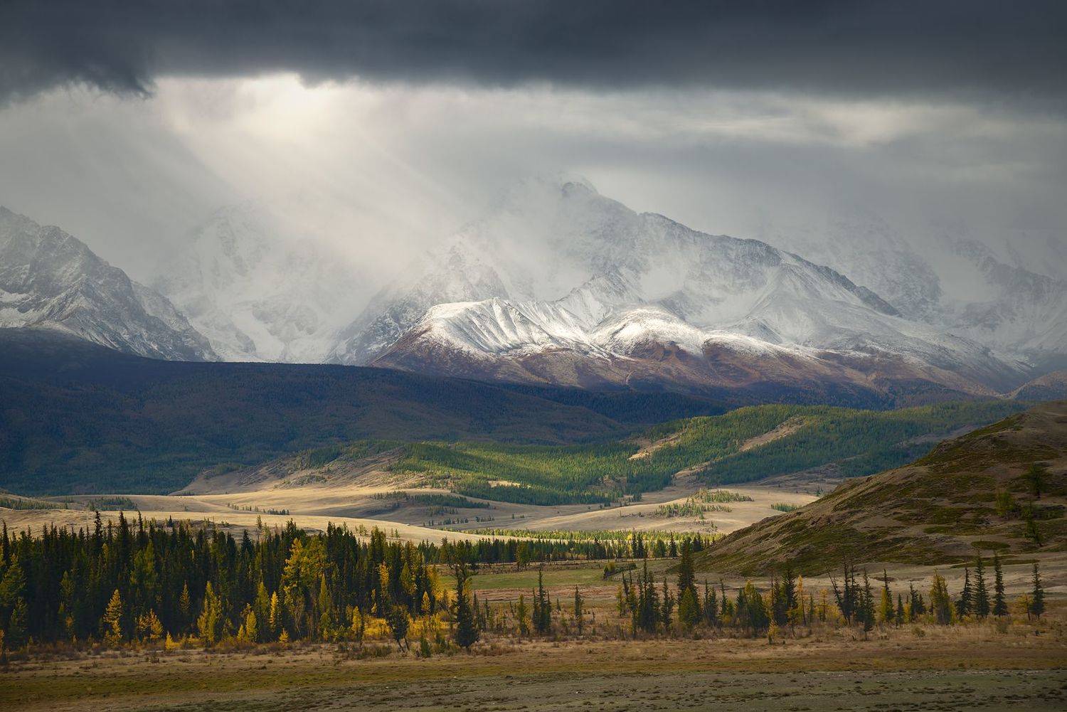 пейзаж, горы, хребет, курай, алтай, непогода, шквал, снег, небо, тревожный, грозный, суровый, ландшафт, Дмитрий Антипов