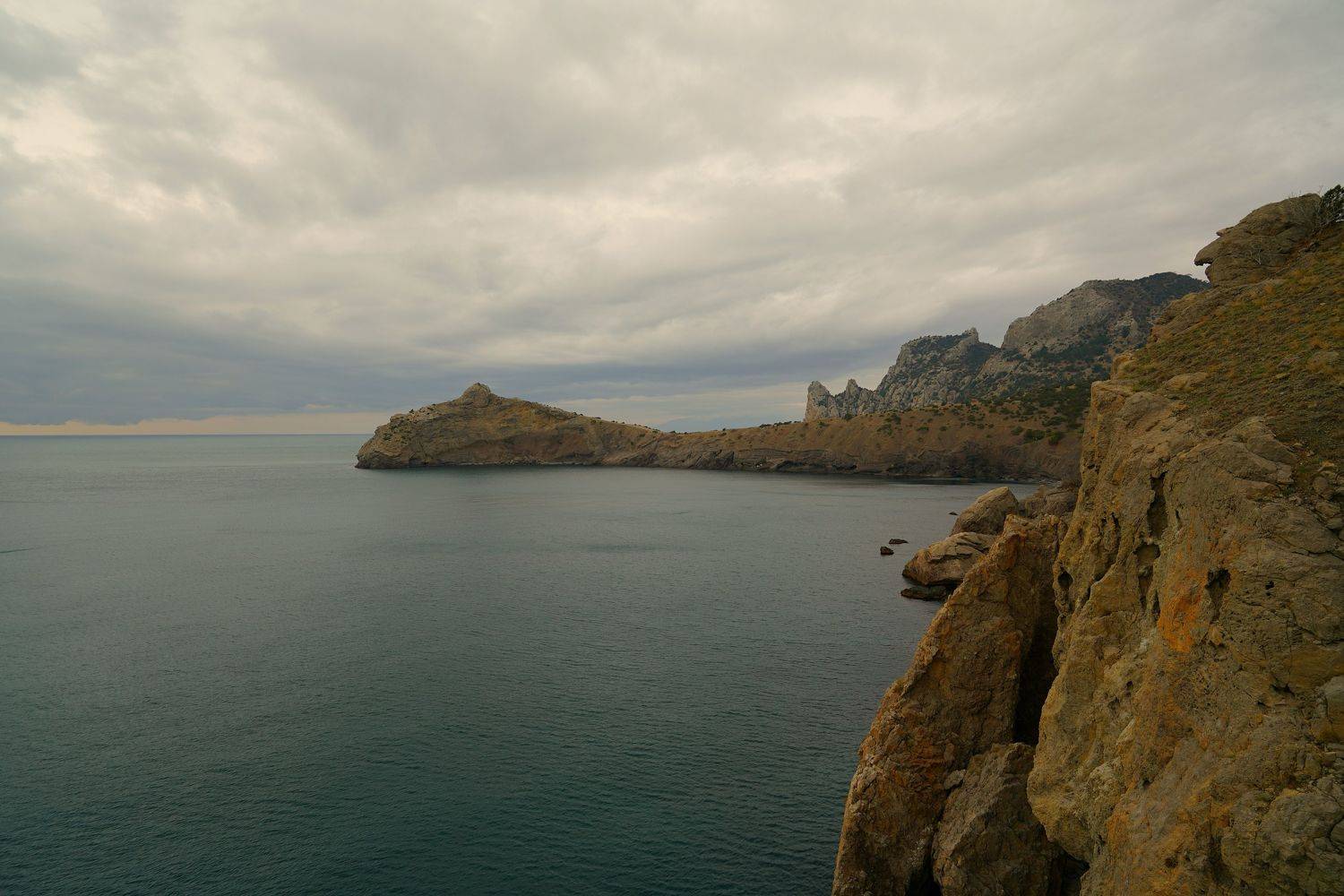 sea, horizon, coast, morning, mountain, rock, landscape, nature, cape, Сергей Андреевич