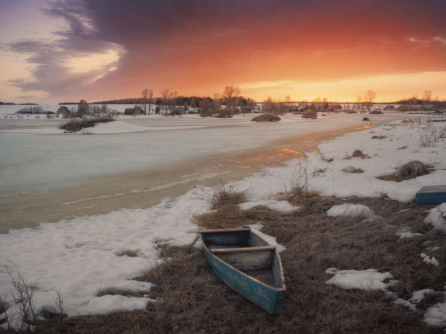 весна, межсезонье, река, закат, сумерки, Дмитрий Медянцев