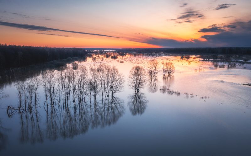 russia, spring flood, spring Разлив на реке Шерне фото превью