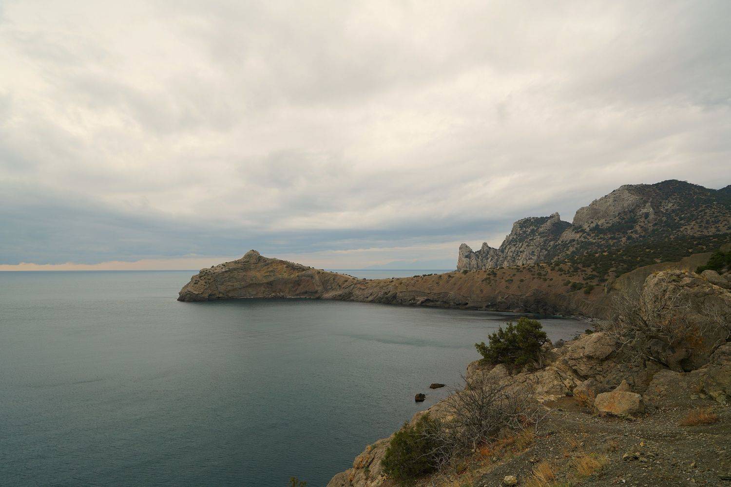 sea, horizon, coast, morning, mountain, rock, landscape, nature, cape, Сергей Андреевич