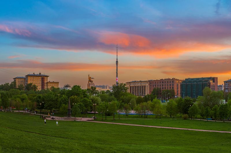 москва ростокино вднх город закат парк весна Ростокино фото превью