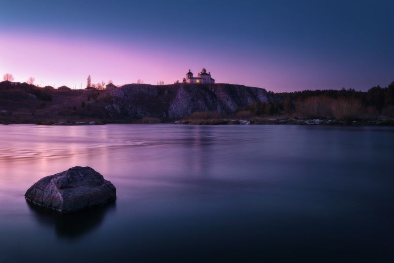 озеро, горы, лес, природа, закат, рассвет, красота, приключения, путешествие Закат в Арамашево, река Реж фото превью