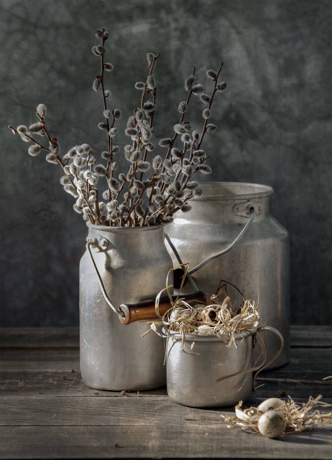 ветки, верба, бидон, кружка., Татьяна Попова