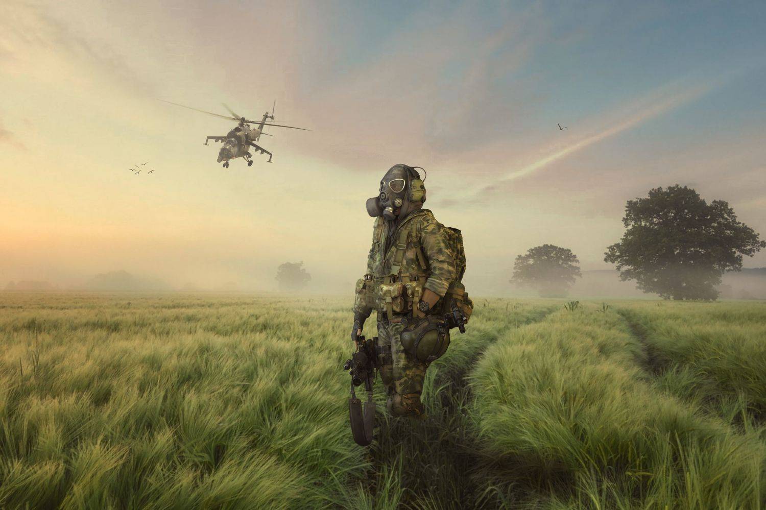 поле, солдат, облака, Sergii Vidov