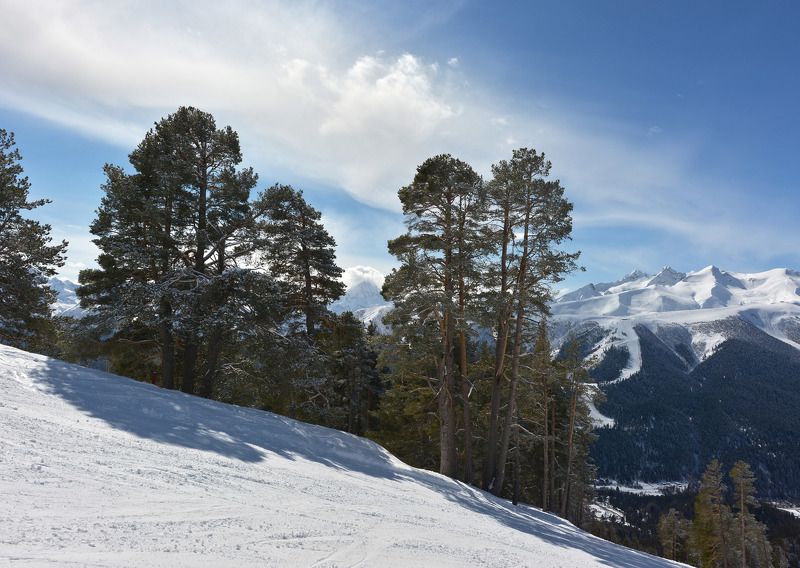 кавказ, архыз, горные лыжи Красная трасса фото превью