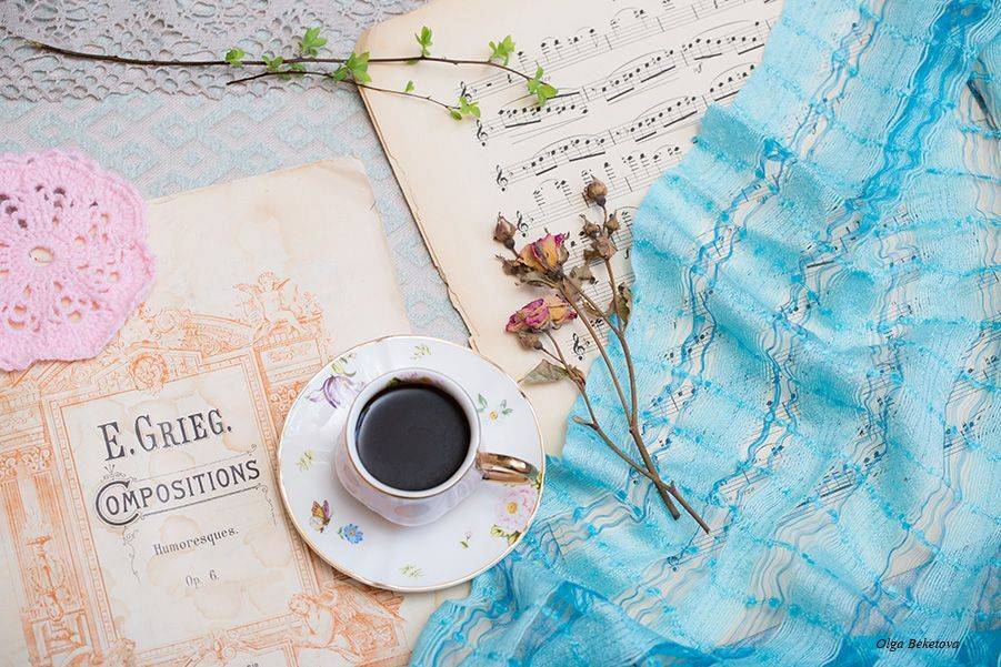 ноты, чашка кофе, натюрморт, постановка, кружево, Бекетова Ольга