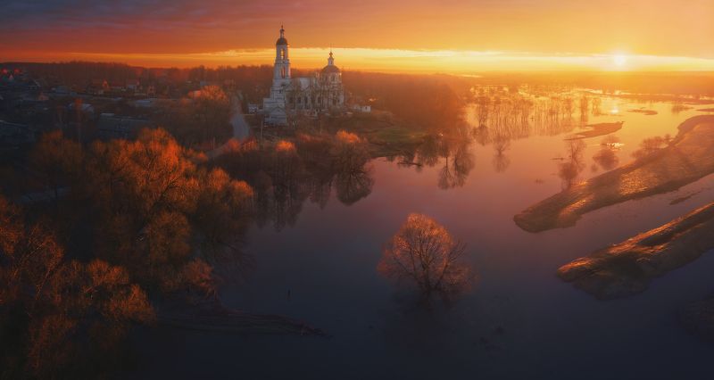 Весенний рассвет. Разлив в Филипповском.  фото превью