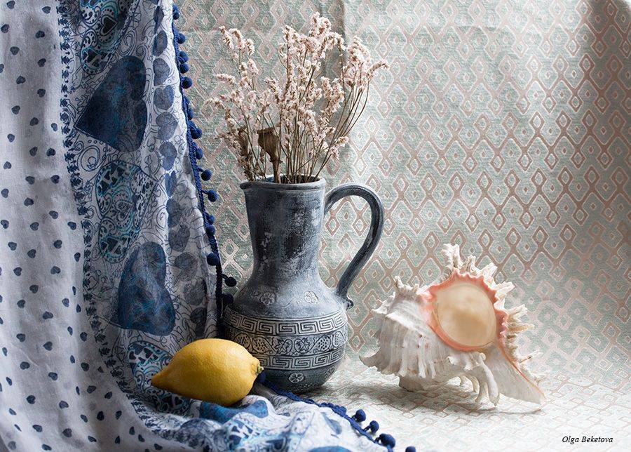 раковина, кувшин, лимон, натюрморт, композиция, Бекетова Ольга