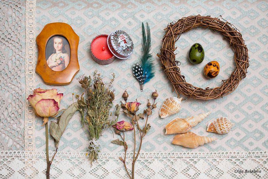 ракушки, цветы, портрет, венок, свеча, Бекетова Ольга