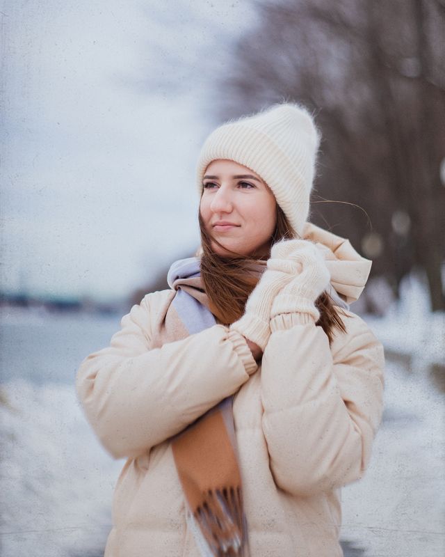 Портрет, фотосессия, зима, снег, река, шум, лес, природа, гелиос Евгения. Зима фото превью
