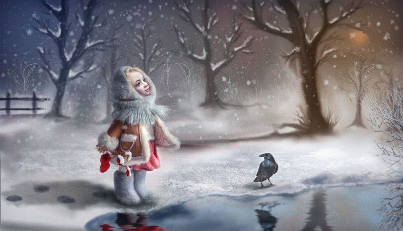 лес,девочка,картина А СНЕГ ИДЁТ... фото превью