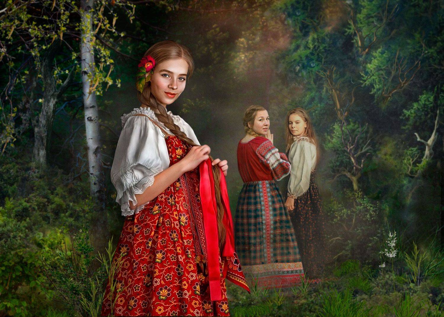 лес,девушки,коллаж, Марина Попова