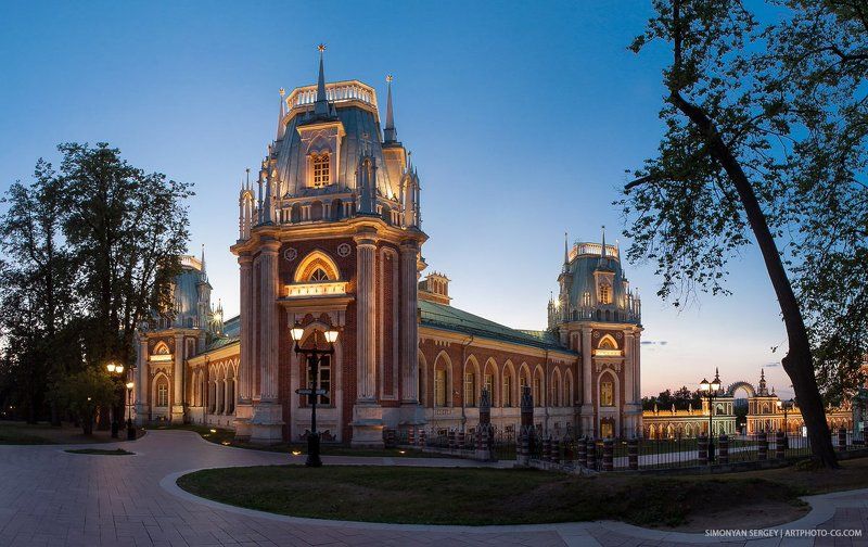 вечер, закат, москва, парк, подсветка, царицыно Царицыно фото превью