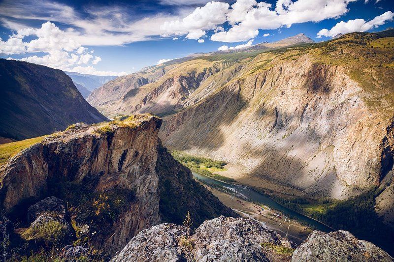Горный алтай, Горы, Лето, Перевал Кату-Ярык, Река, Река Чулышман, Скалы Долина Чулышмана фото превью