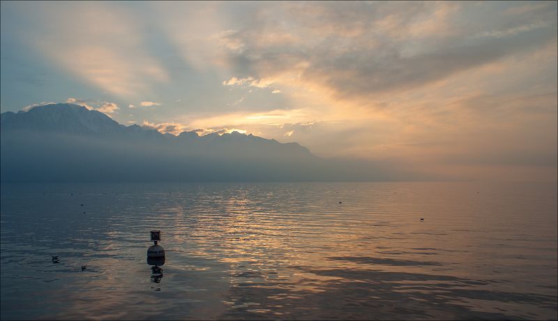 Geneve, Swiss, Женева, Закат, Озеро, Швейцария [закат на женевском озере] фото превью