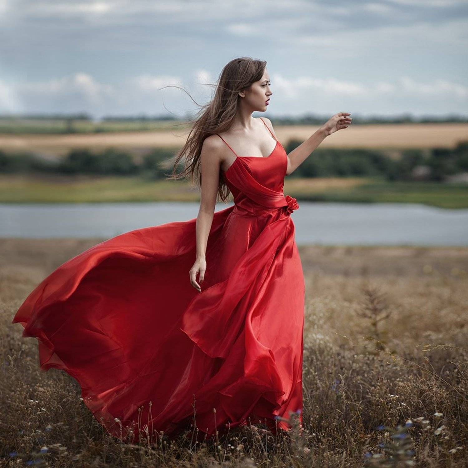 Dress, Hair, Photo, Photography, Portrait, Red, Wind, Woman, Елена Daedra Алферова