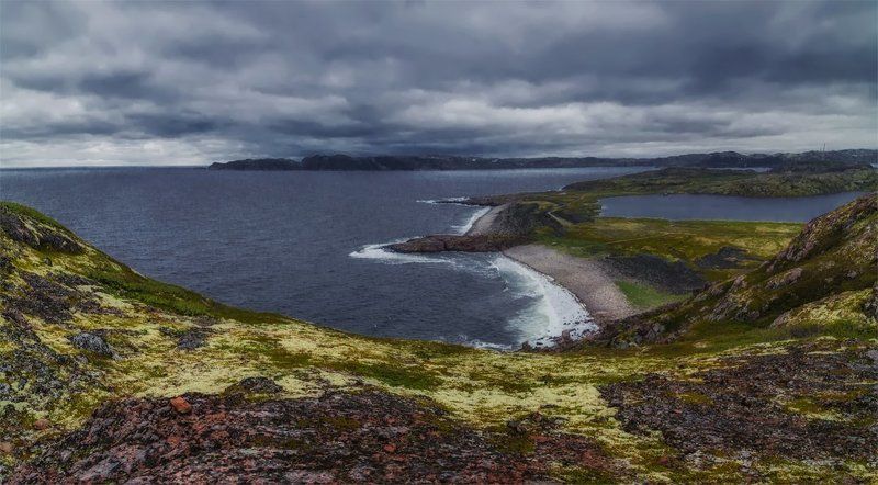 берег, кольский п-ов, море, панорама, пейзаж, природа, путешествие, север, териберка Баренцево фото превью