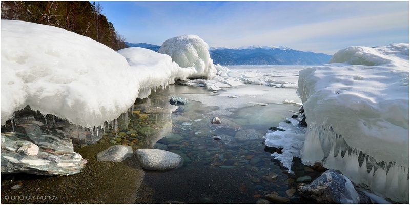 Телецкое озеро Февральская оттепель на Алтын-Кёль фото превью