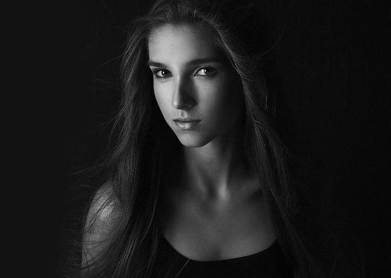B&w, Black and white, Eyes, Girl, Шульга Екатерина