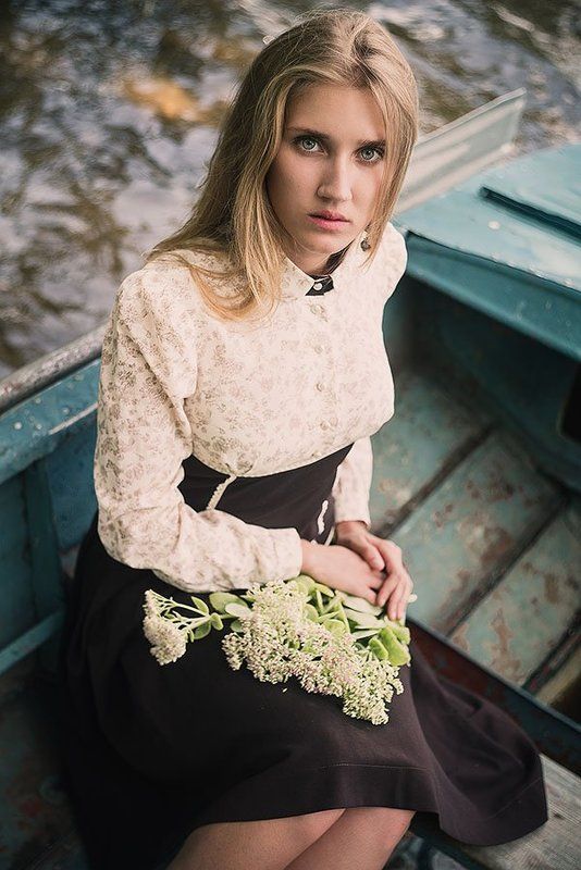 Boat, Girl, Lake, Nature, Portrait, Девушка, Лодка, Озеро, Портрет, Природа Дом у озера фото превью