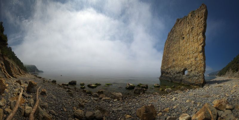 побережье черного моря, море, пейзаж, скалы, камни Парус фото превью